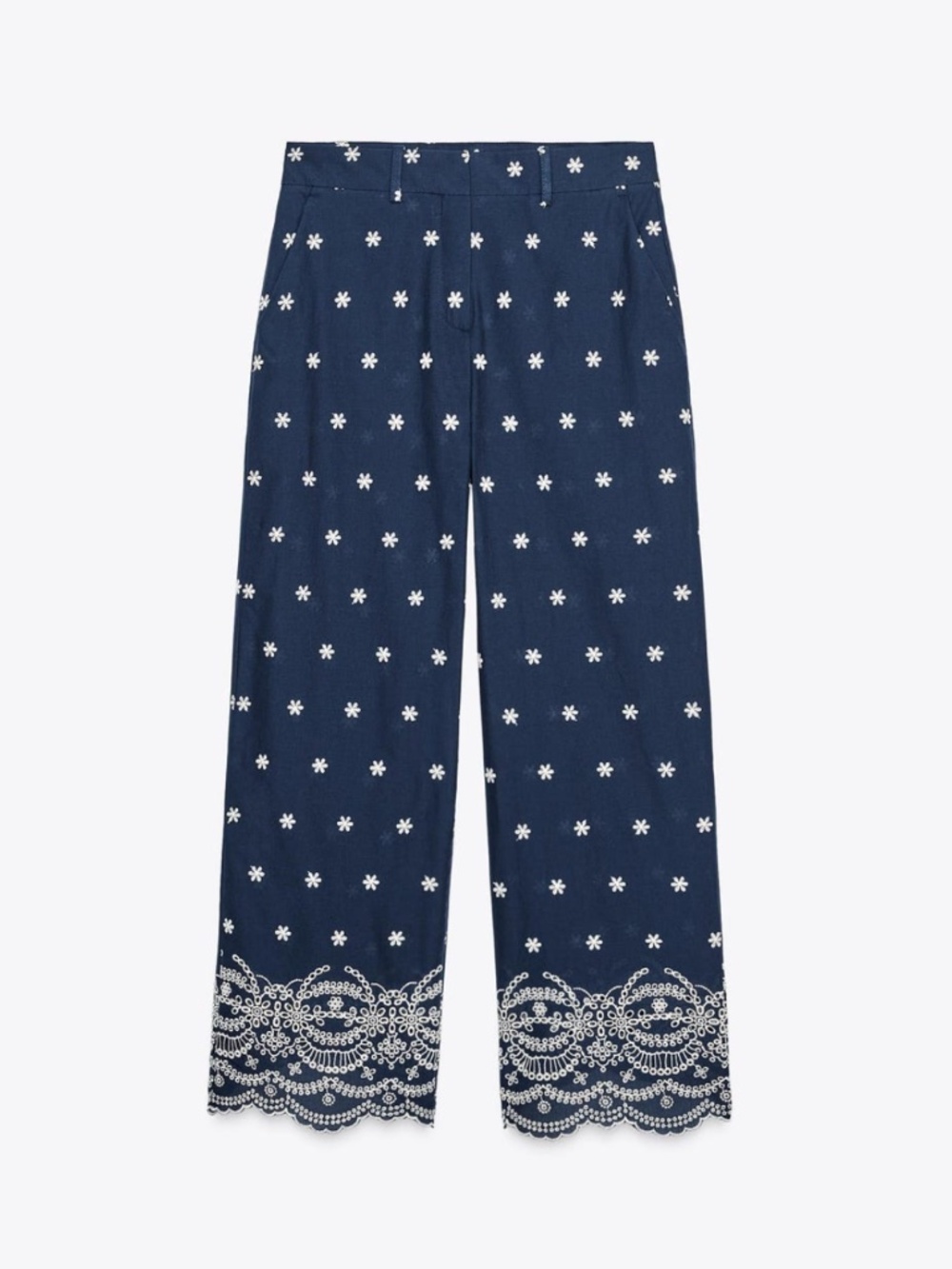 Zara Embroidered Culotte Trousers
